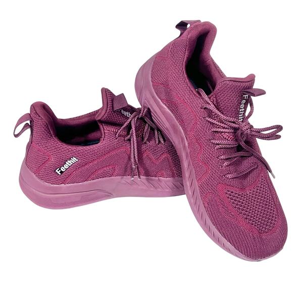Feethit Blade Running Shoes Men 7.5 (40) Burgundy Non-Slip Slip On Sneakers New - Picture 1 of 9